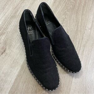 Adrianna Papell Black Leather Studded Loafers